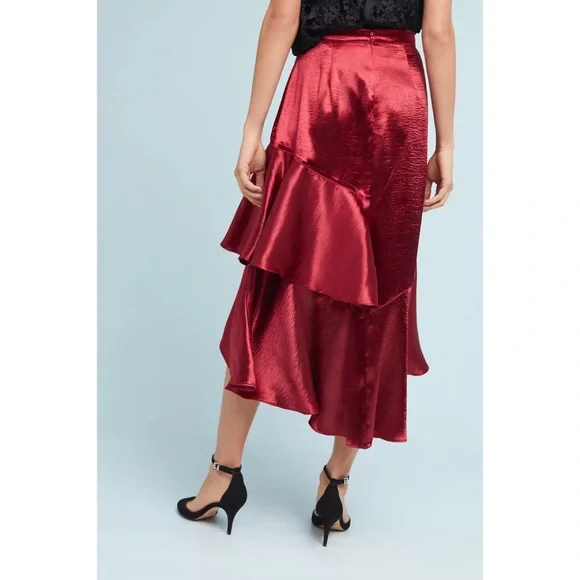 Anthropologie Tiered Satin Maxi Skirt x Moulinette Soeurs - Picture 3 of 6